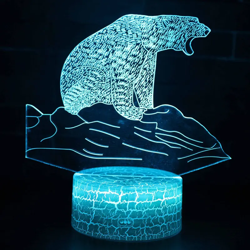 Polar bear theme 3D Lamp LED night light 7 Color Change Touch Mood Christmas present Dropshippping | Лампы и освещение