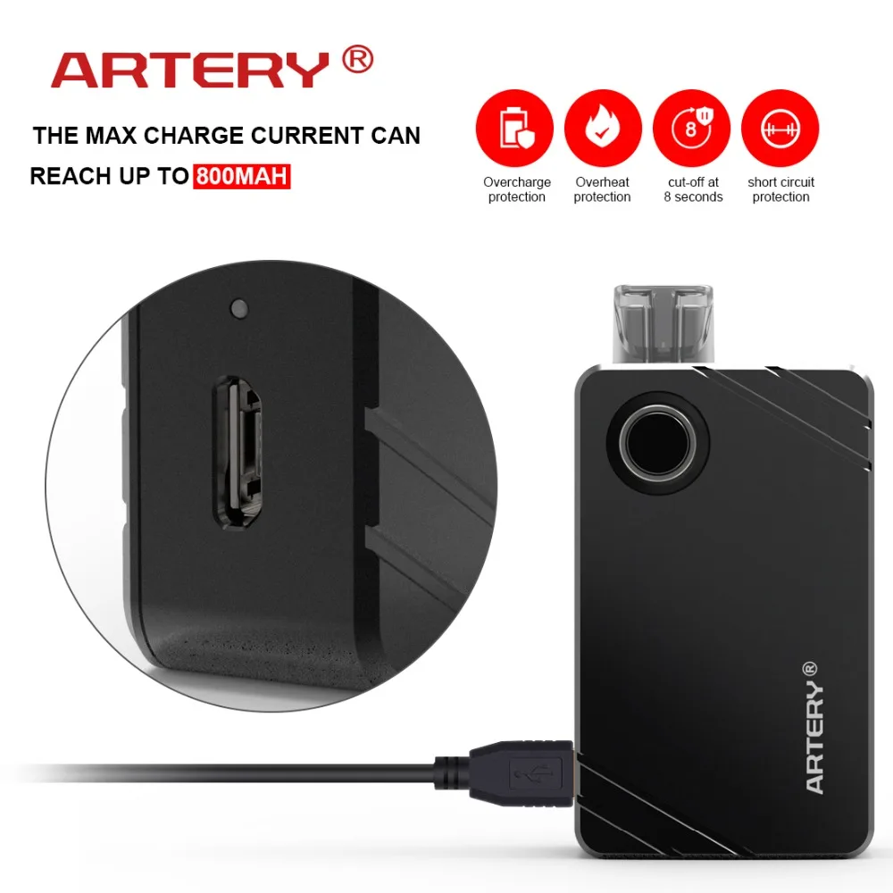 Оригинальная артерия PAL 2 Pod Vape комплект катушка MTL и боковая система наполнения 1000