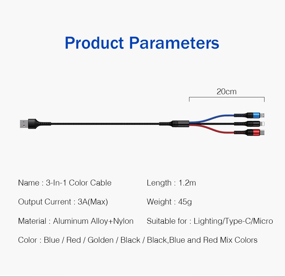 USB телефонный кабель для Apple Android type C 3 в 1 3A Быстрая зарядка type-C Micro кабели для мобильных телефонов для samsung huawei Xiaomi AG