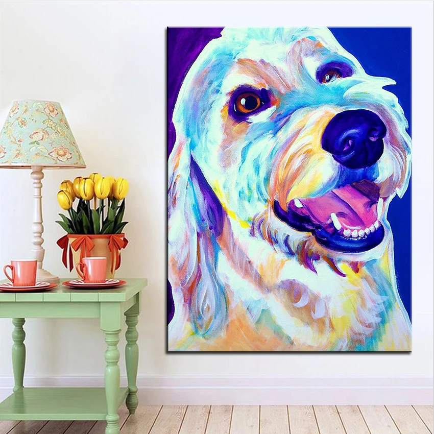 Большой размер картина маслом goldendoodle Пенни настенная живопись для дома