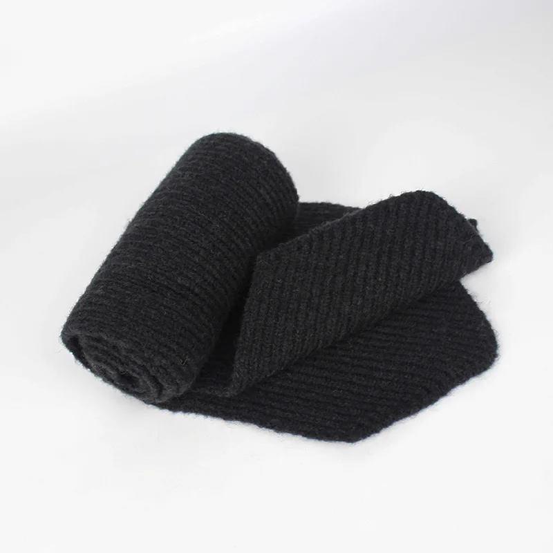 Scarf Black Детский вязаный шарф и шапка комплект Skullies зимние теплые вязаные шарфы с натуральным мехом pom шапочка для мальчиков и девочек От 0 до 3 лет - Цвет: Scarf Black