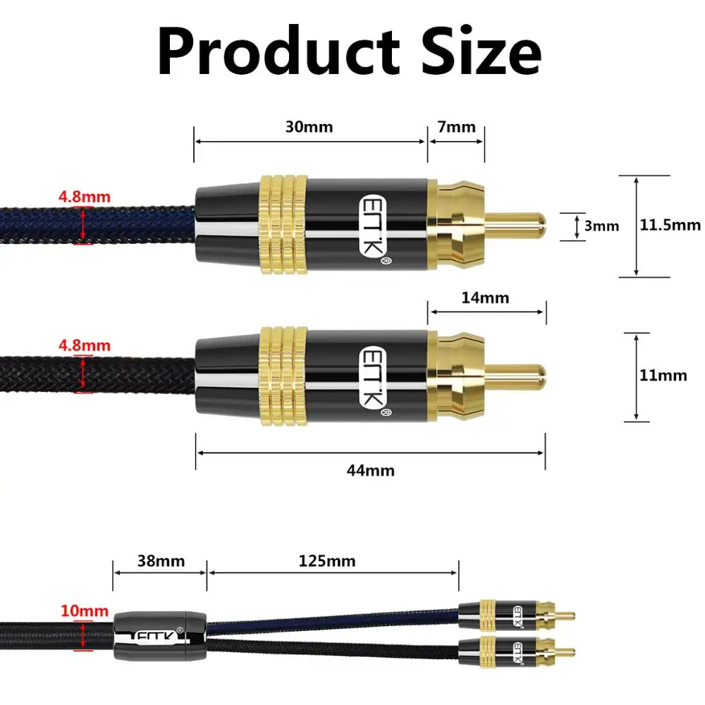 2RCA стерео кабель высококачественный двойной штекер 2 RCA аудио цифровой и
