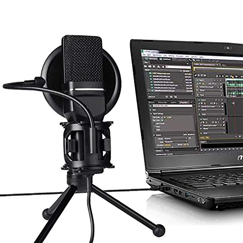 FELYBY USB микрофон с подставкой и поп-фильтр двухслойный подвесной Штатив для ПК или Mac YouTube видео запись
