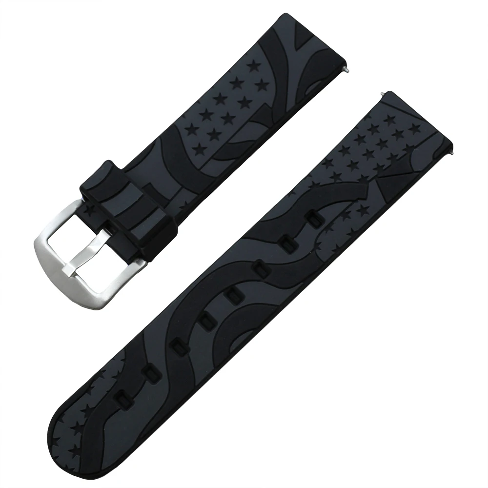 Silicone Rubber Watch Band 22mm for Ticwatch 1 46mm Stainless Steel Pin Clasp Strap Quick Release Strap Wrist Loop Belt Bracelet