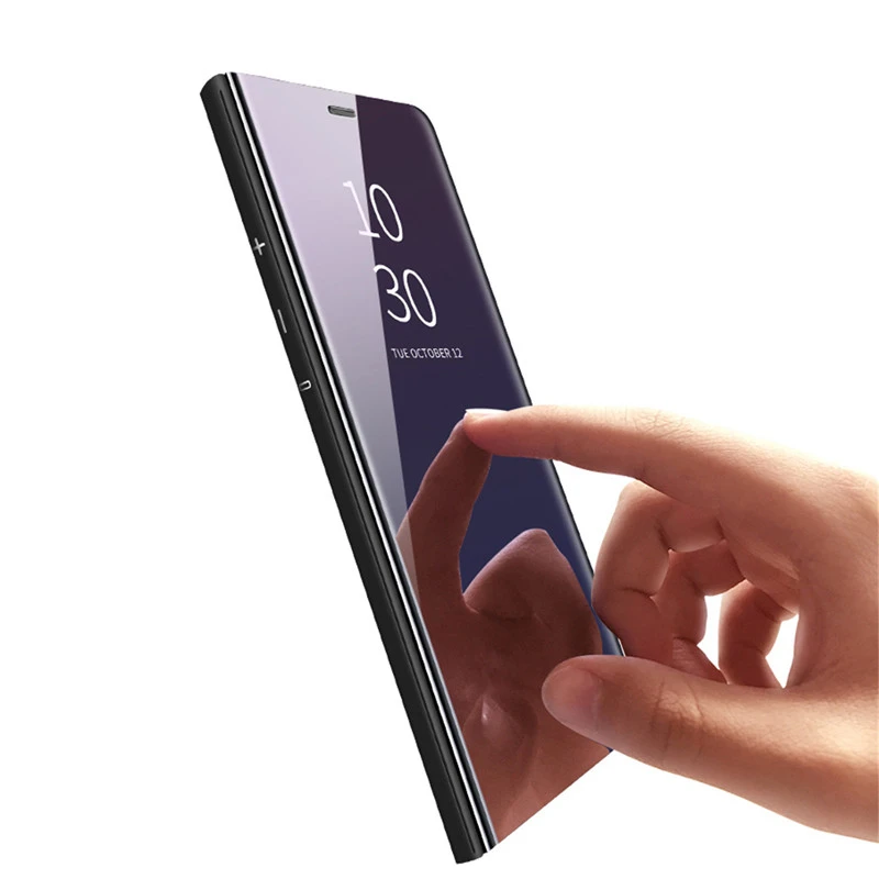 Стенд флип-чехол с зеркалом для на samsung Galaxy J3 J4 J6 J7 J8 A6 A8 S7 край S8 S9 Plus Note 9 кожаный чехол-подставка для телефона чехол с крышкой