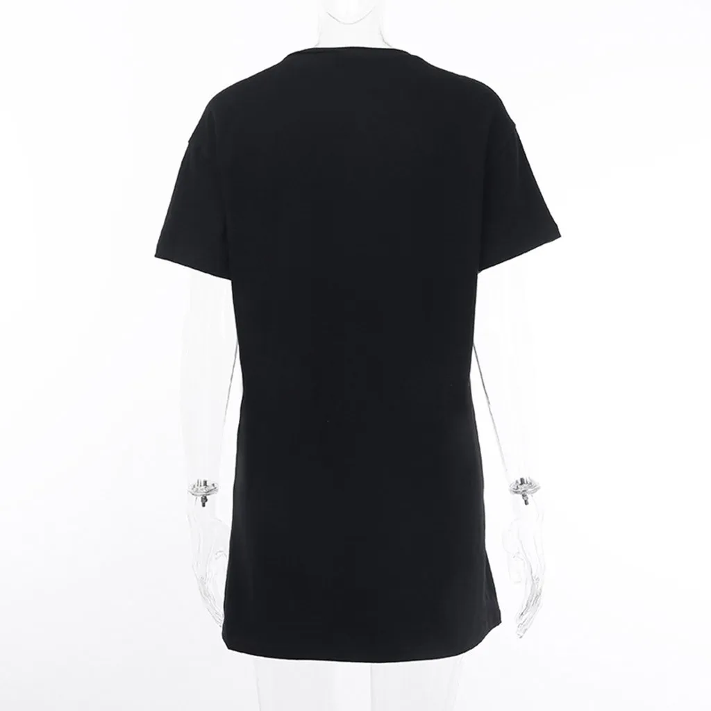 Женское платье с коротким рукавом черное Повседневное в готическом стиле