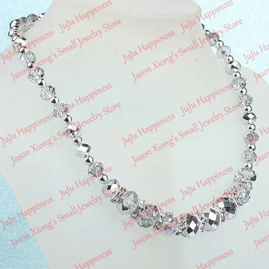 silver accessory Мода ручной работы серебряное Хрустальное стекло ожерелье с гранеными бусами с магнитной застежкой цельное 1" 206 - Окраска металла: silver accessory