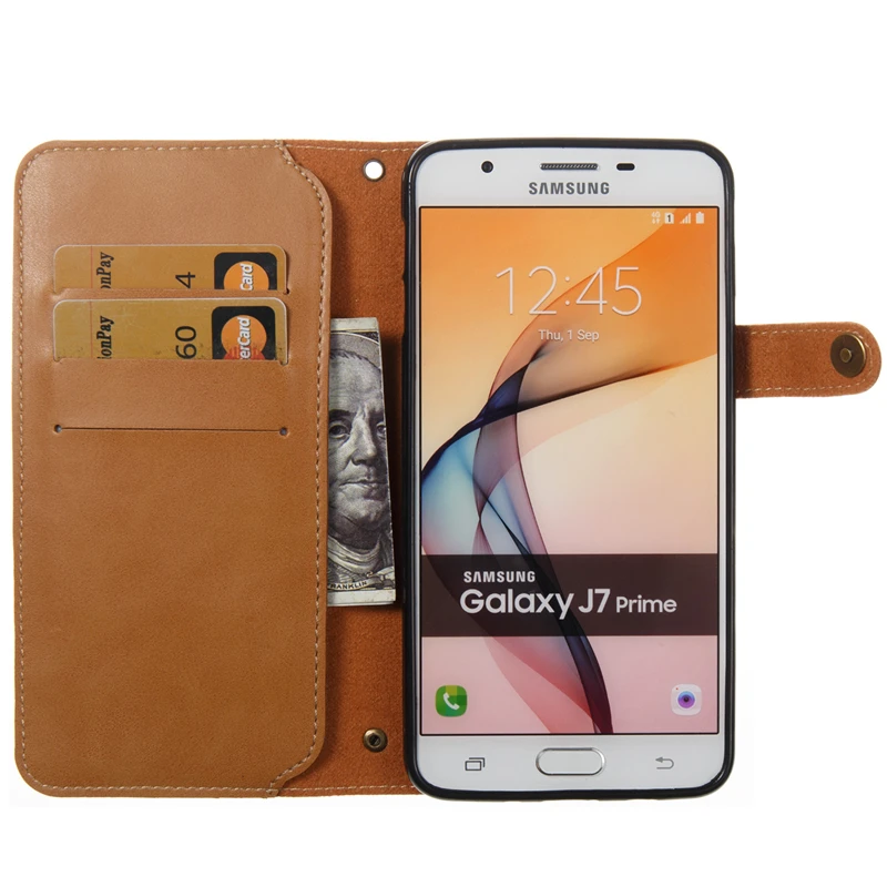 Luxury Retro Case For Samsung Galaxy J7 Prime Flip Wallet PU Leather Back Cover for Phone | Мобильные телефоны и
