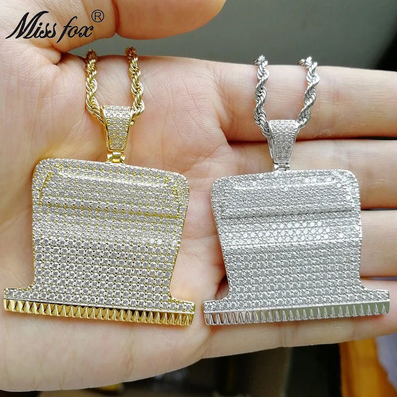 Missfox модная AAA полная лабораторная подвеска с алмазным лезвием золотая цепочка со