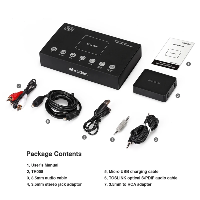 Mixcder TR008 Bluetooth 4 2 передатчик приемник в 1 aptX низкой задержкой Беспроводной музыка 3 5
