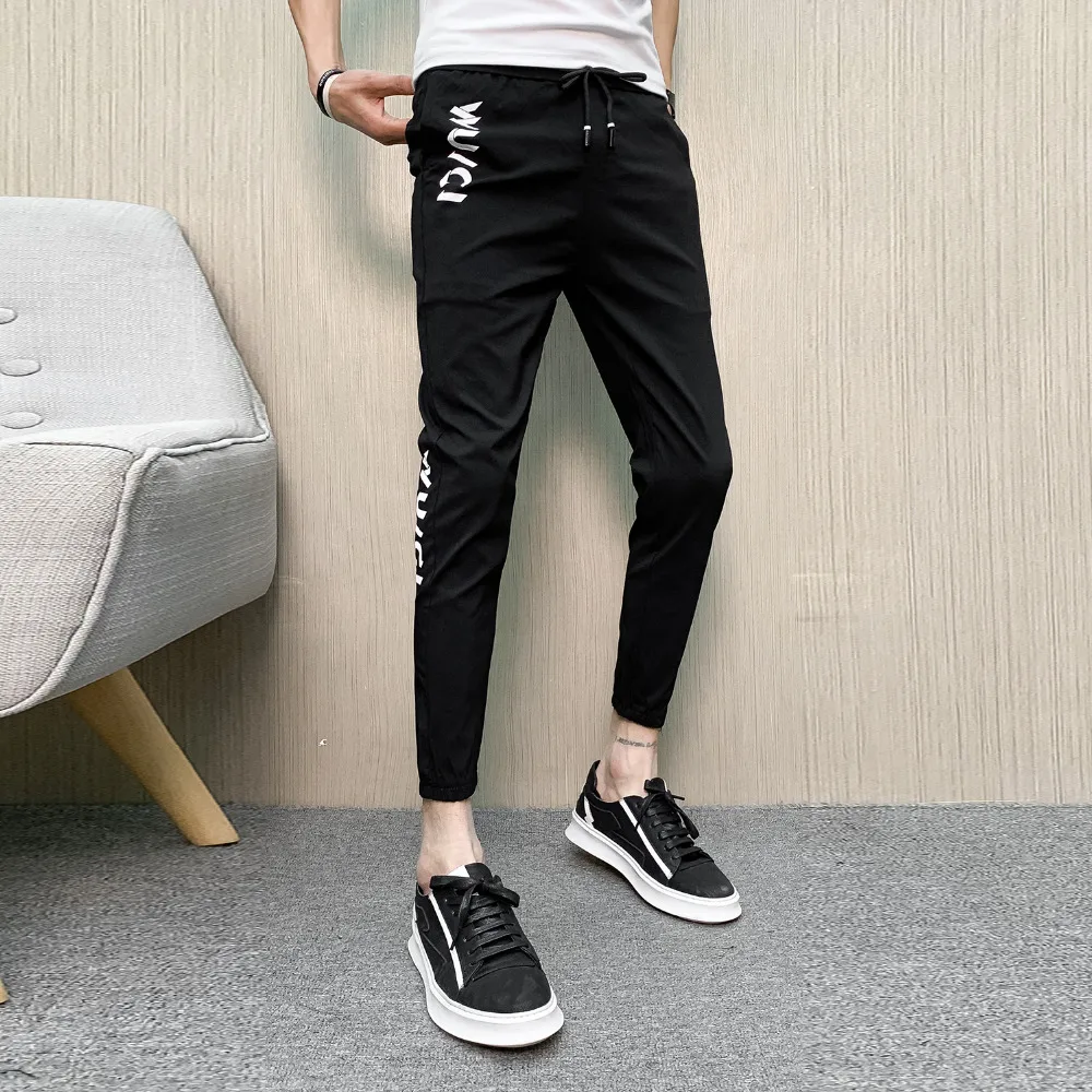 Модные летние штаны 2019 мужские брендовые Новые облегающие для уличного бега