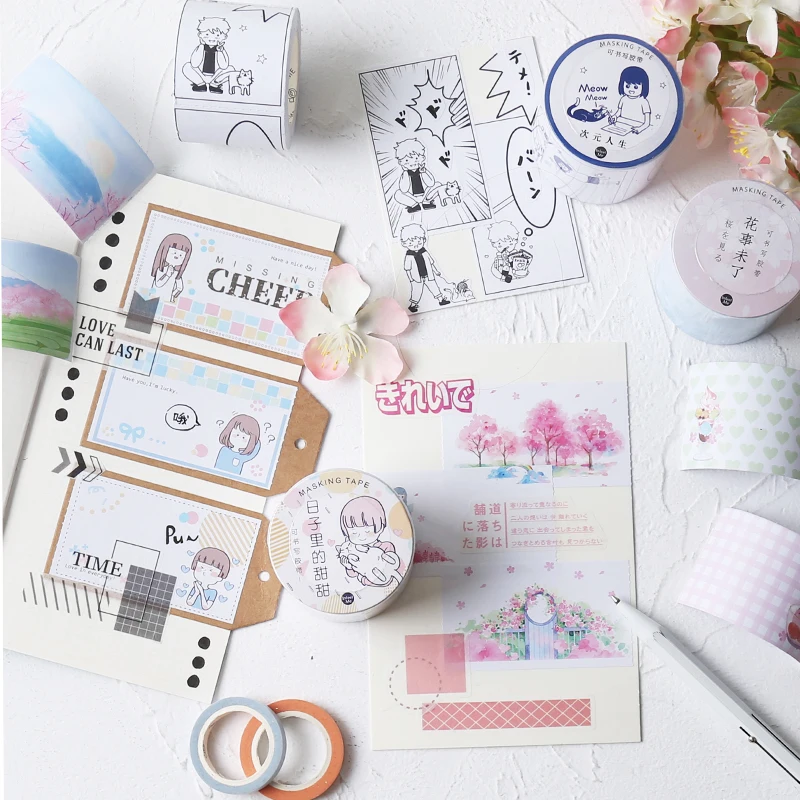 Милая клейкая лента серии Happy Life для маскировки васи декоративная Diy Наклейка
