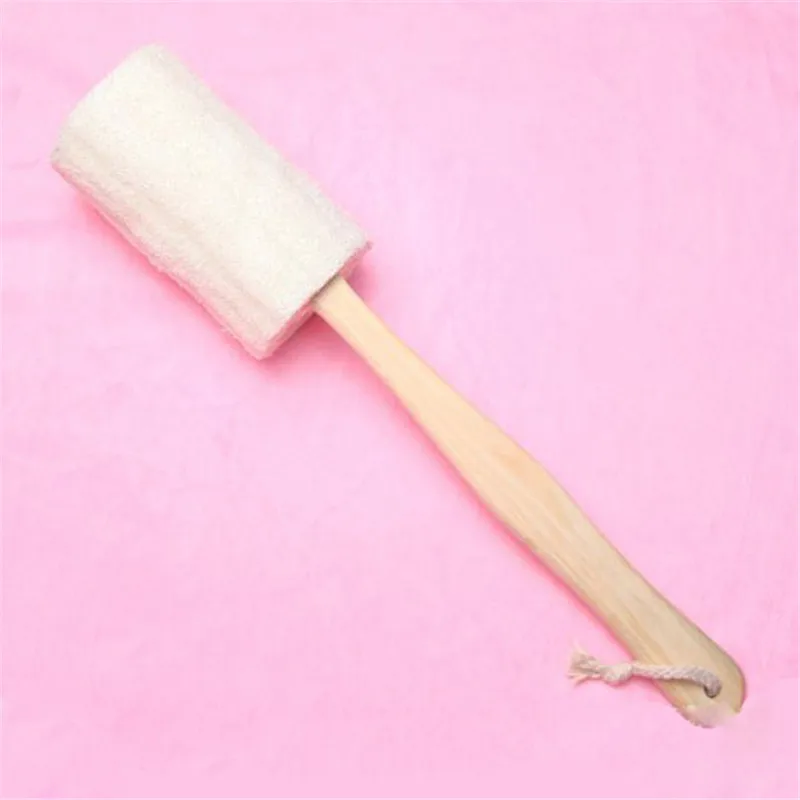 Натуральный Отшелушивающий Мочалка для тела люфа с длинной деревянной ручкой