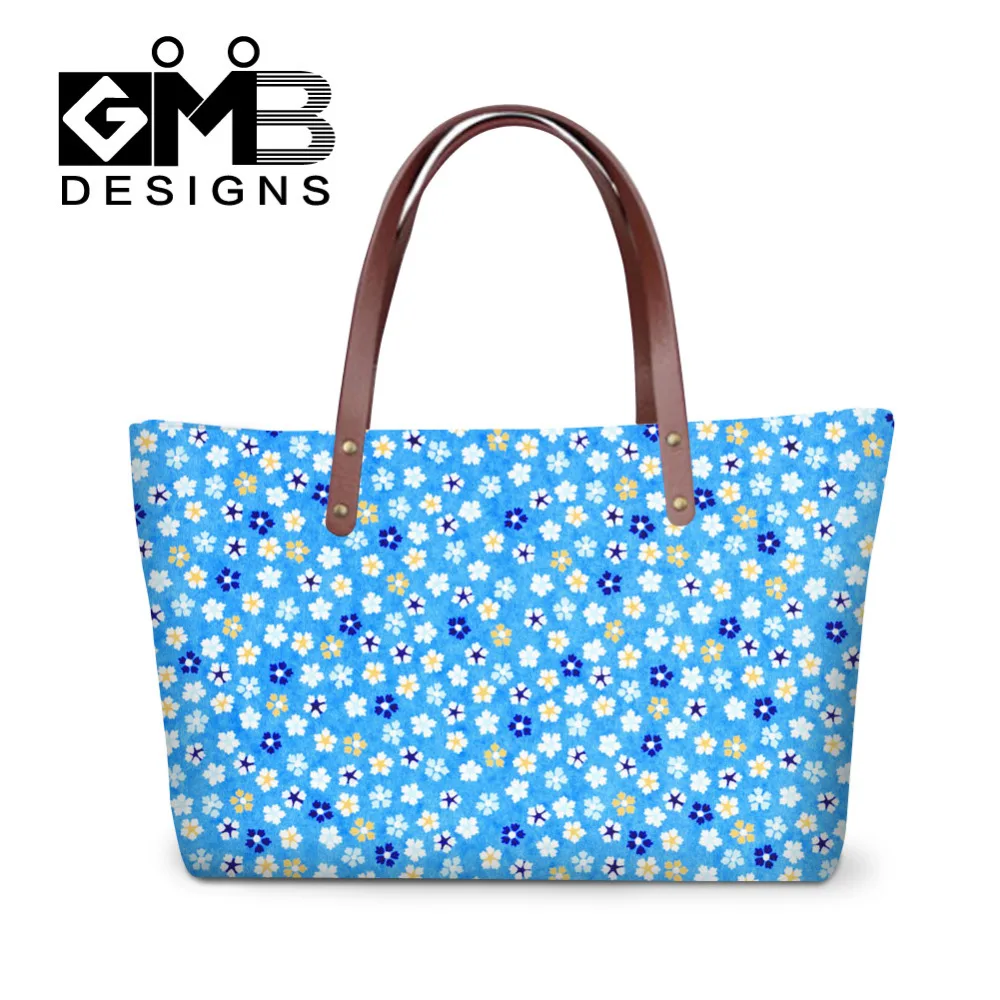 Модные синие женские сумки с цветочным 3D принтом Bolsos Mujer Большая вместительная