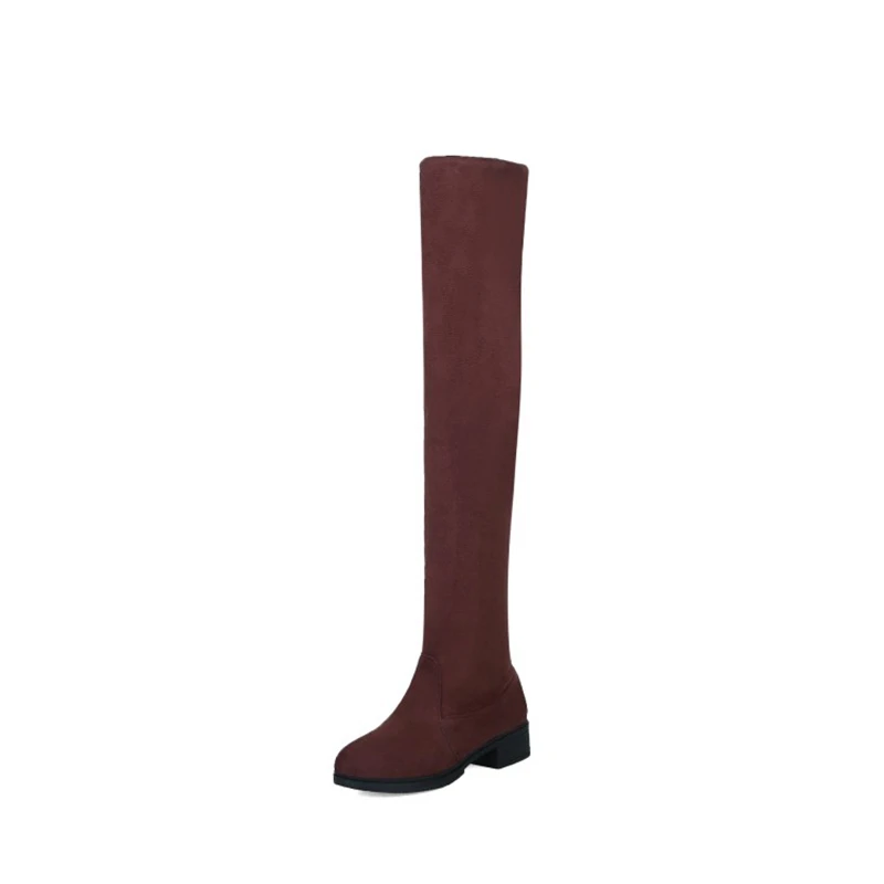 Brown with velvet ORCHA LISA/женские ботфорты для девочек; теплая зимняя обувь на низком каблуке; леопардовые сапоги с круглым носком; Botas Mujer; C825 - Цвет: Brown with velvet