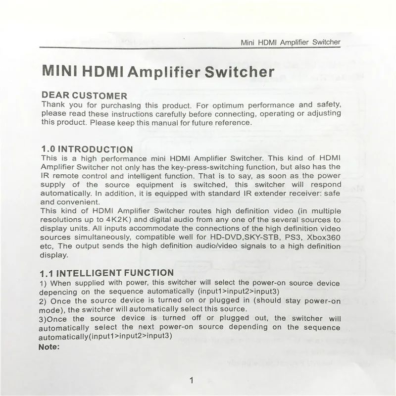 Мини HDMI усилитель переключатель, 3 порта 4 к* 2 к коммутатор сплиттер коробка Ultra HD для DVD HDTV Xbox PS3 PS4