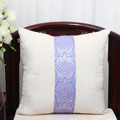 white with blue High end Обычная Лоскутная геометрический диван кресло подушка бархатной ткани Декоративные поясничной подушки спинки 45x45 см 50x50 см 60x60 см - Цвет: white with blue