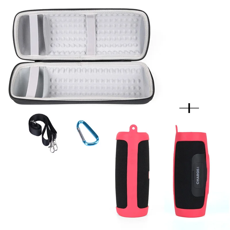 White and red 2 в 1 EVA жесткий чехол для хранения на молнии+ силиконовый чехол для JBL Charge 4 Bluetooth динамик для колонки JBL Charge4 - Цвет: White and red