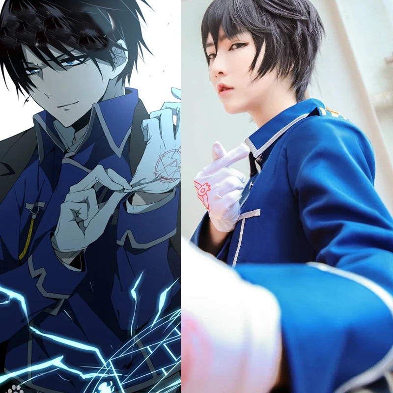 Армейская форма Roy Mustang металлический алхимик полный комплект костюм для