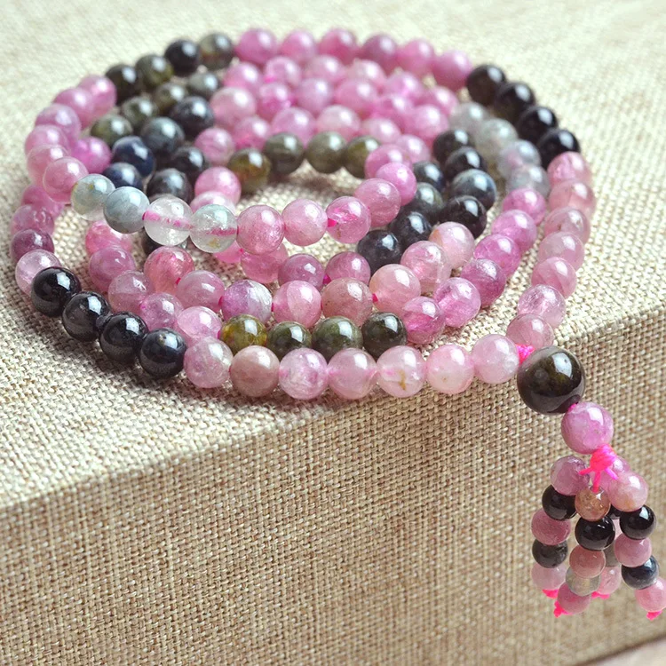 

5mm 6mm Natural tourmaline 108pcs beads Bracelet Fine Beaded Bracelets Jewelry For women Gift with certificate Drop Shipping