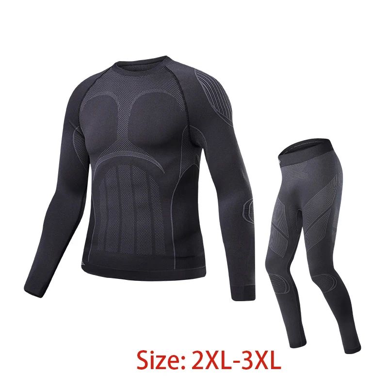 2XL-3XL Мужской зимний термо велосипедный нижнее белье наборы утолщаются бесшовные тепло MTB мотоциклетные бег Уличный спорт Джерси - Цвет: 2XL-3XL