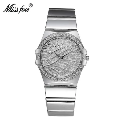 Silver251 MISSFOX Weave золотые часы для женщин известный бренд Кварц золотые часы женские дизайнерские часы роскошные часы с кристаллами C Relogio Feminino - Цвет: Silver251