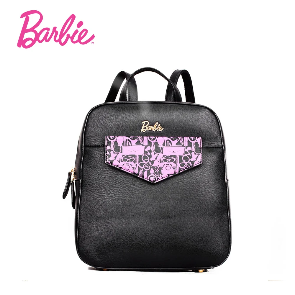 Barbie Популярные женские рюкзаки для девочек рюкзак черный Искусственная кожа