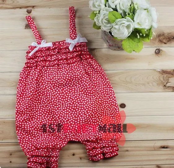 [1st Baby Mall] 5pcs/lot baby girls polka dots rompers cotton jumpsuits summer wears M-SRW-012 | Мать и ребенок