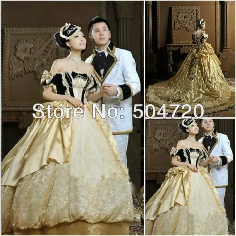 Бесплатная доставка! 1860s Luxs Gold Civil War Southern Belle Платье викторианская Лолита