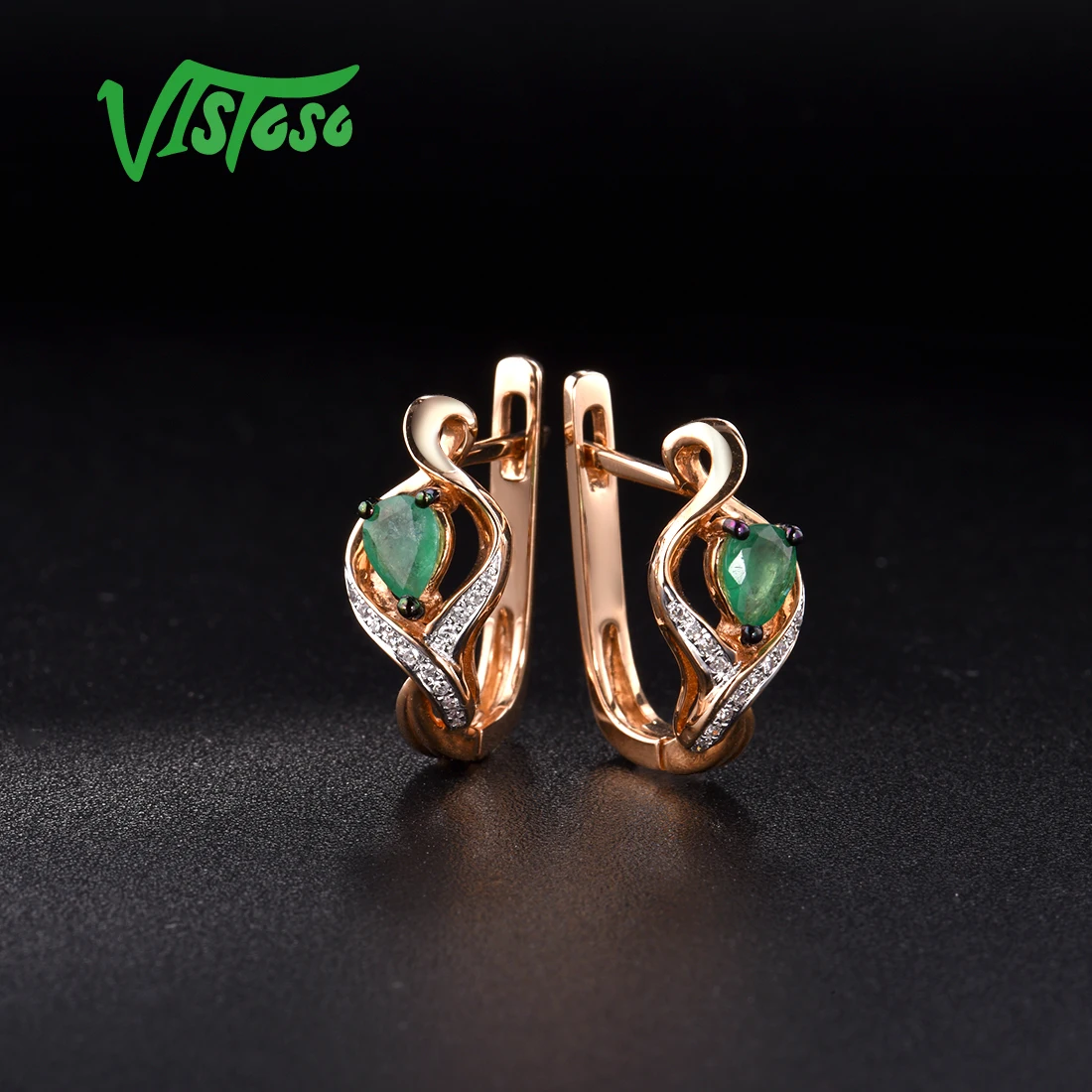VISTOSO 14 K 585 серьги из розового золота для женщин Гламурные Элегантные классические