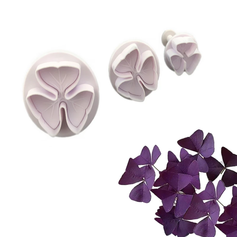 3 шт. листок клевера печенье Пластик пресс-форм Fondant (сахарная) пресс-форма для
