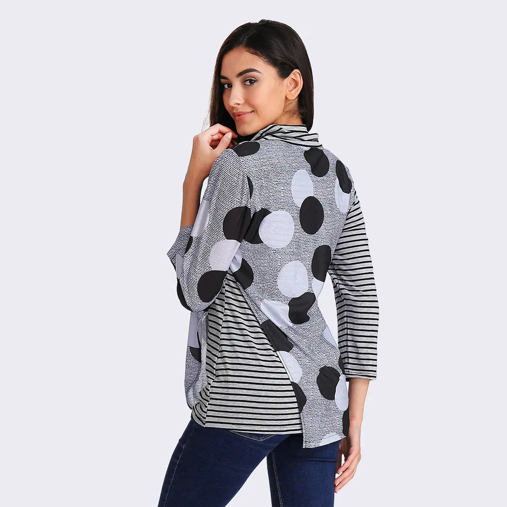 Женские топы с рукавом 3/4 полосатая блузка в горошек blusas mujer de moda 2018 и блузки| |