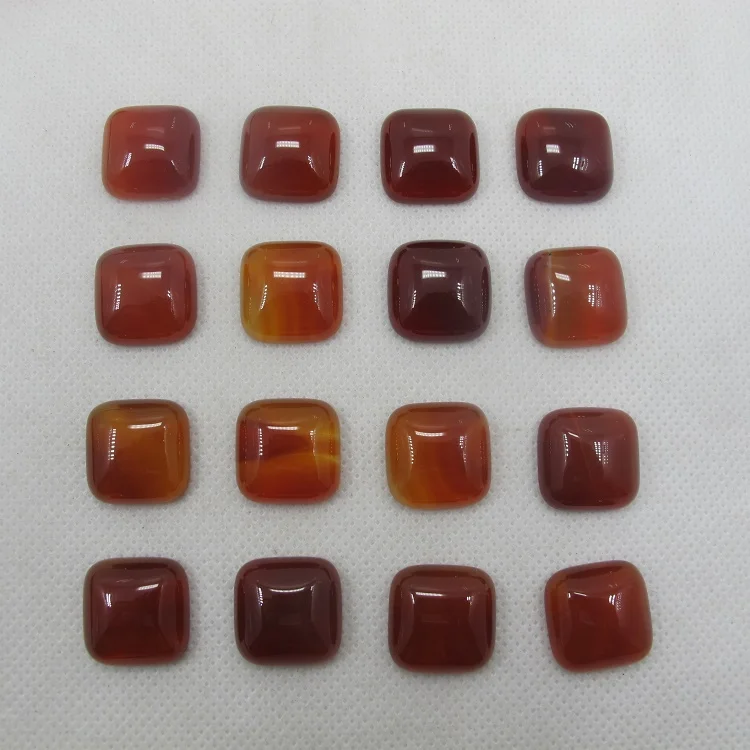 

Natural Red Agates Carnelian Cabochon Bead 16mm Square Cushion Gem stone Jewelry Cabochon Ring Face 10pcs/lot