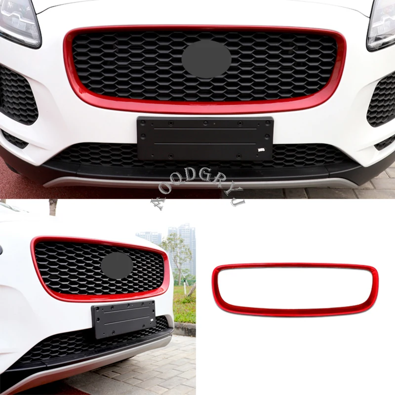 Передний центральный гриль решетчатый Каркас Крышка отделка для Jaguar E-PACE- красный для оформления машины