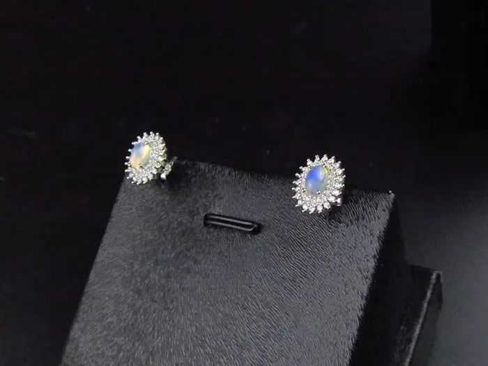 ZHHIRY Genuine Opal Gem Earring Natural Stone Solid 925 Sterling Silver Women Fine Jewelry Earrings | Украшения и аксессуары