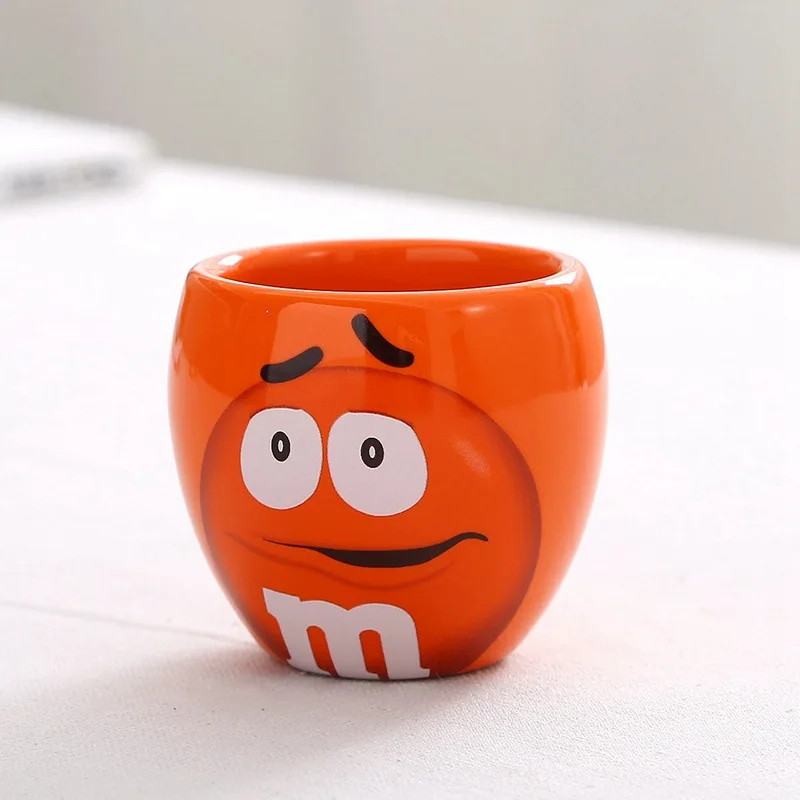 C-orange M& M's шоколадные бобы кружки милый керамика мультфильм кофе молоко чашка для завтрака для детей Рождественский подарок - Цвет: C-orange