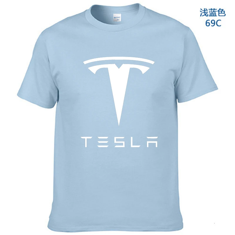 2018 Новые мужские футболки Tesla с коротким рукавом и круглым вырезом хлопковые