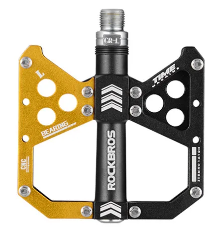 12HGold ROCKBROS Сверхлегкий анти-скольжения горные велосипедные Педали CNC алюминиевый сплав велосипедные педали, герметичный подшипник велосипед MTB плоский велосипед Запчасти - Цвет: 12HGold