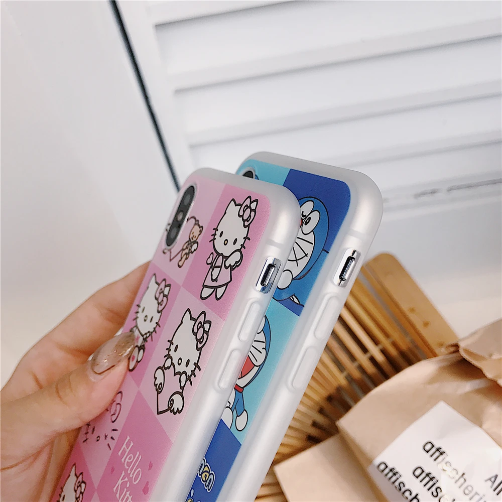 Милый нарисованный Дораэмон Телефон чехол для Iphone 6 6s 7 8 Plus пара hello kitty X XS MAX XR