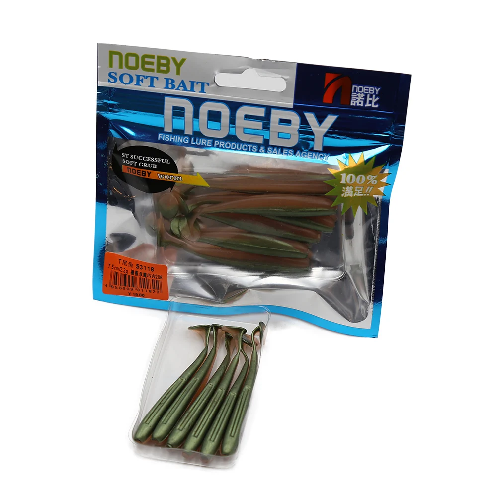 Noeby T-tail Мягкие силиконовые приманки Светящиеся 5 см/7,5 см/9 см пластиковые воблеры мигающие рыболовные приманки для ловли окуня leurre peche