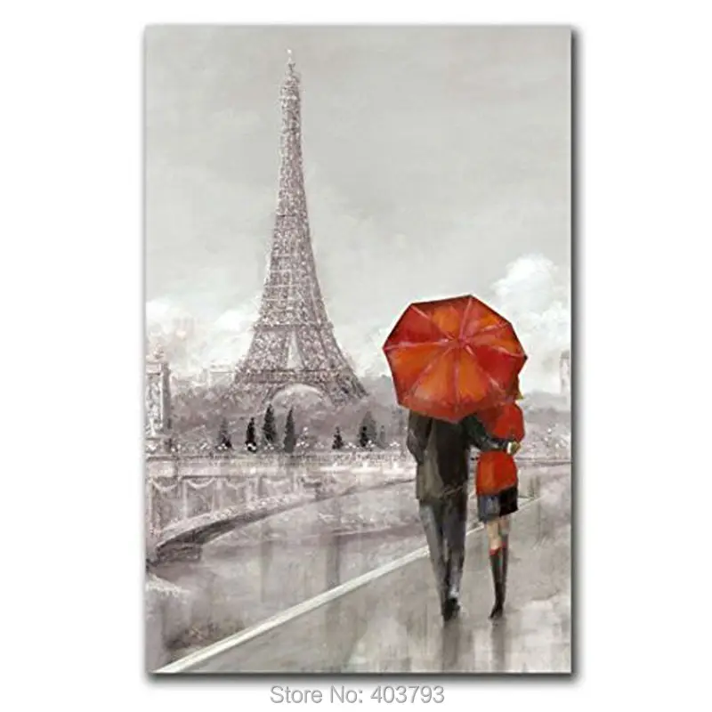 Романтический настенный Зонт черного и красного цвета Современная картина