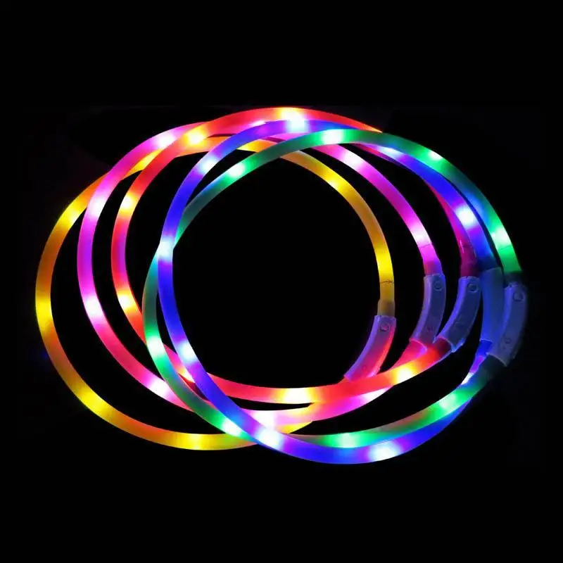 USB LED Pet Dog Luminous Collar Silicone Adjustable Lighting Glow Dogs Leash Night Safety Harness Collars Pets Supplies | Дом и сад