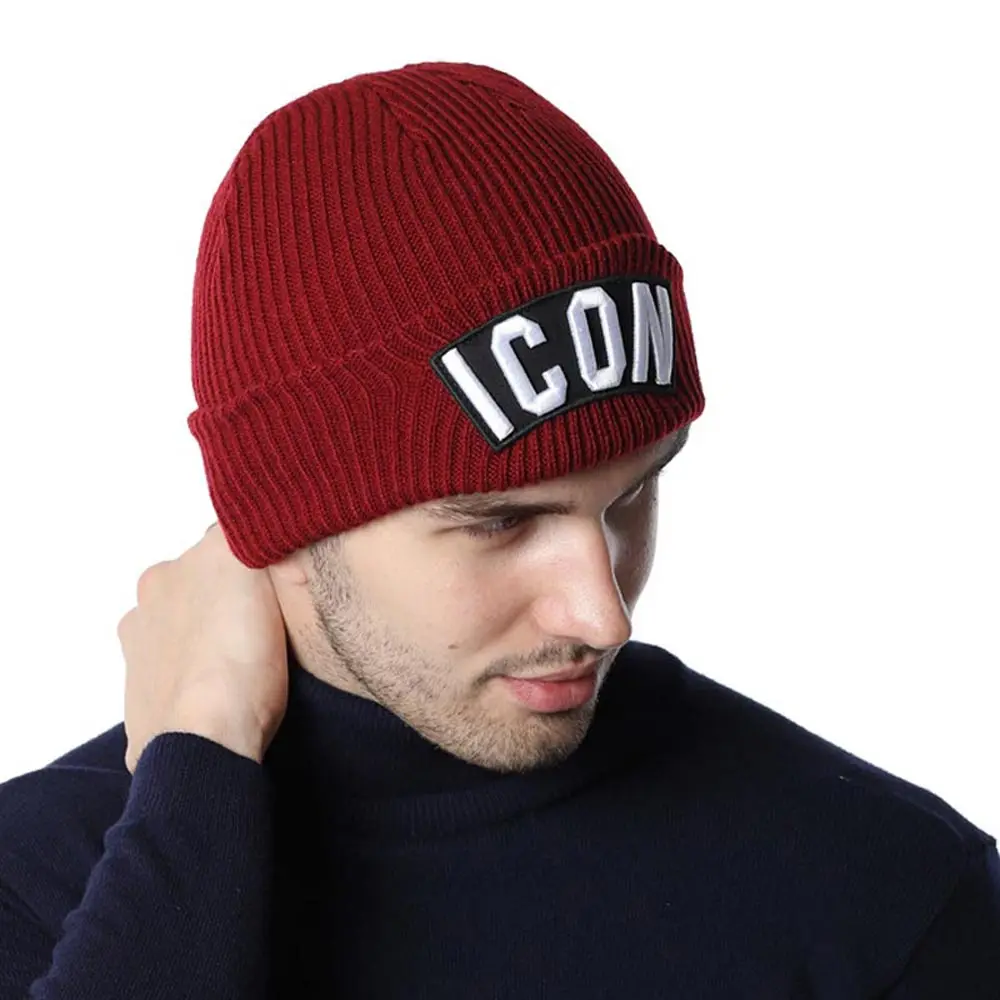 wine red DSQICOND2 мужские шапки, зимние мужские женские Лыжные шапки Skullies, шапка ICON gorras para hombre, вязанная зимняя шапка, мужская шапка, шапки для папы gorro - Цвет: wine red