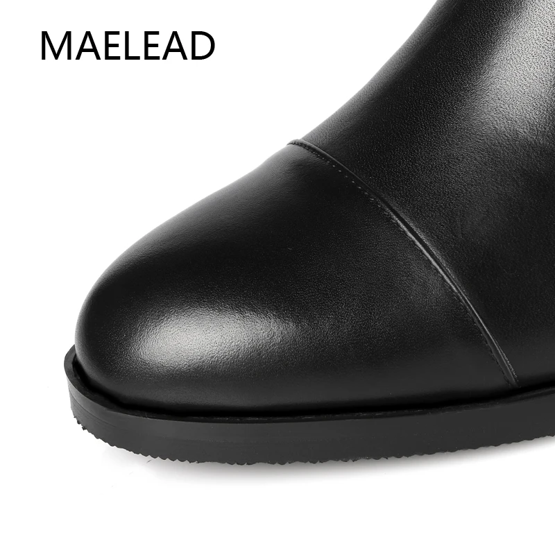 MAELEAD 2018 новый стиль высокие сапоги до колена из натуральной кожи на молнии