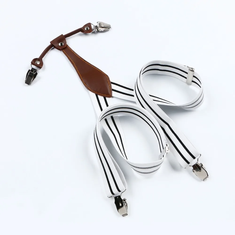 Мужские Регулируемые Эластичные подтяжки с клипсой унисекс черно-белые