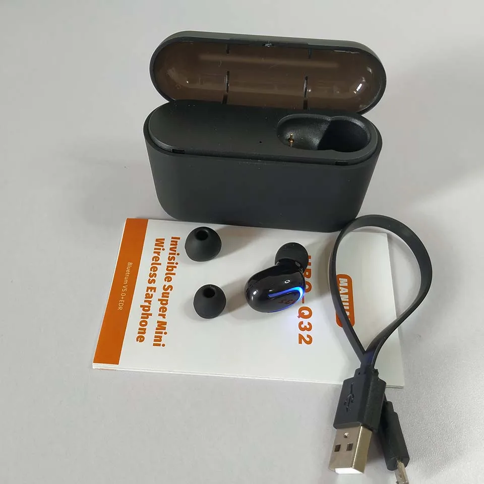 TWS Q32 Bluetooth 5,0 наушники, беспроводные наушники, спортивные гарнитуры для бега, спортивные наушники с микрофоном, 1500 мАч, чехол для зарядного устройства