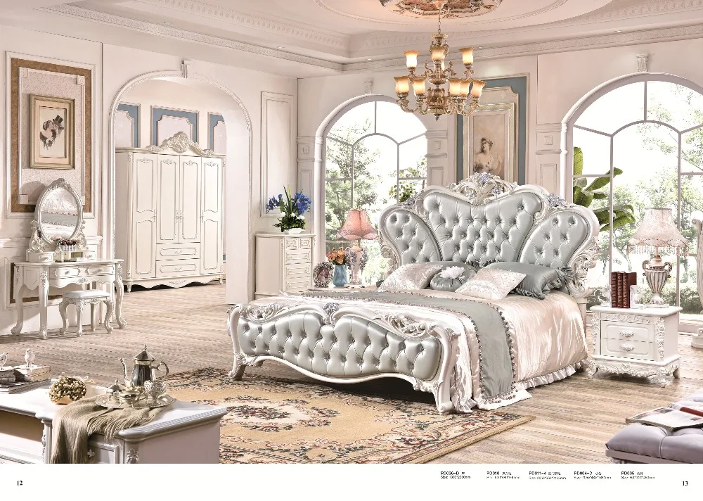 Антикварный Стиль Белый Королевский размер мебель для спальни|Наборы спальной| |