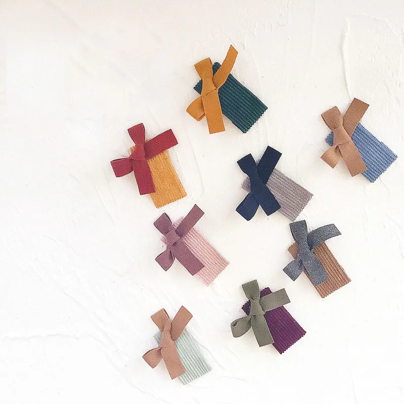 2 шт./компл. вельветовые заколки для волос в полоску девочек и детей ручной работы