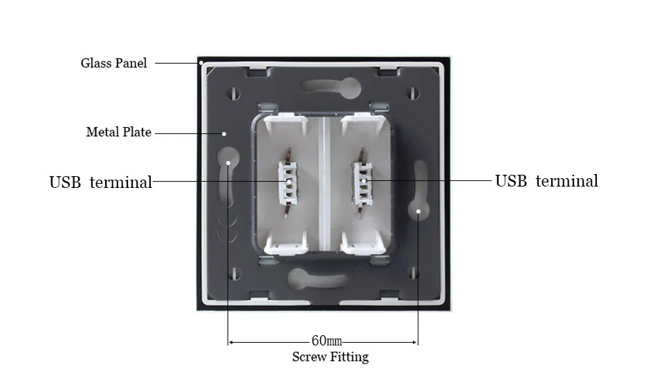 Welaik Кристалл Стекло Панель 1 Рамки EU Белый USB разъем USB выход USB зарядки источника питания a182usw