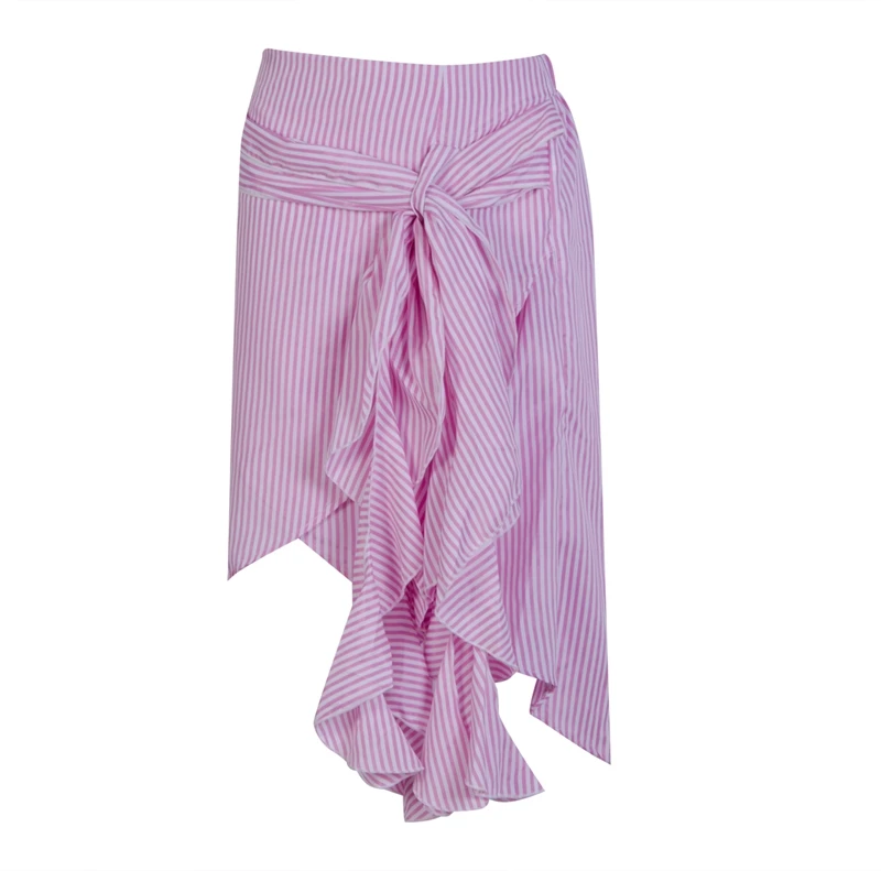 Женская Летняя асимметричная юбка пляжные вечерние мини юбки в полоску с